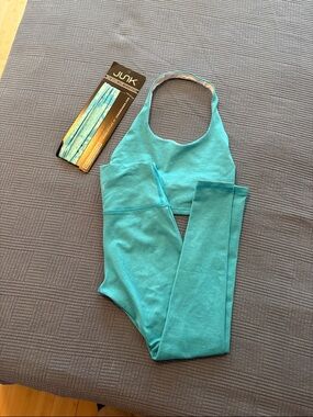 Fleo Teal Halter Sports Bra and Leggings Set